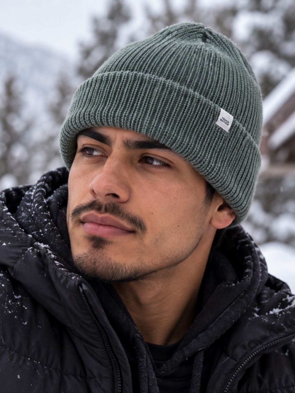 Travis Matthew Ribbed Beanie Hat in Sage Green